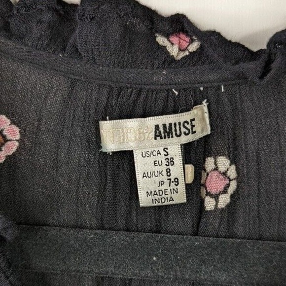 Amuse Society S Bel Air Printed Crinkle Woven Black Boho Maxi Dress - Picture 9 of 11